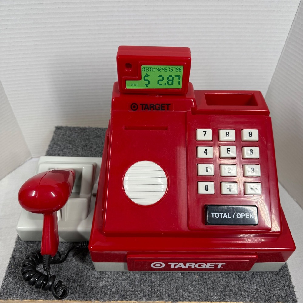 Target Electronic Toy Cash Register Scanner Sounds Play Money Working Checkout